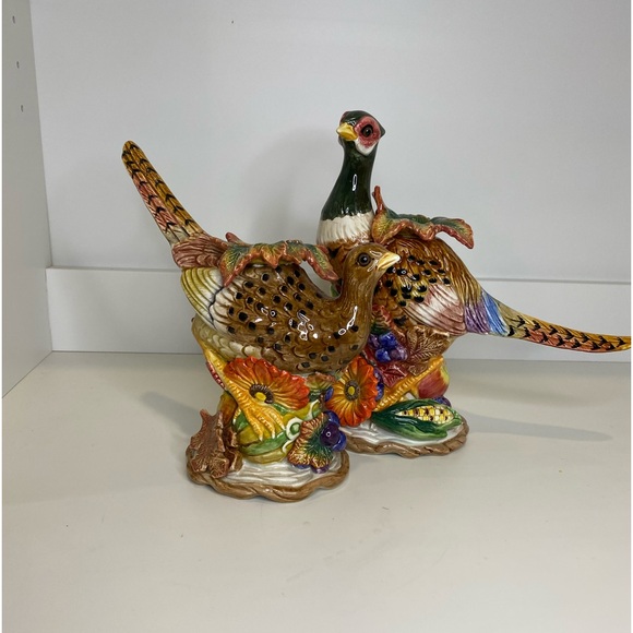 EUC Vtg Fitz & Floyd Autumn Bounty Pair of Figural Pheasant Candlesticks - Picture 2 of 16